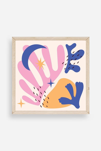 Soyut Ahşap Çerçeveli Tablo 50 x 50