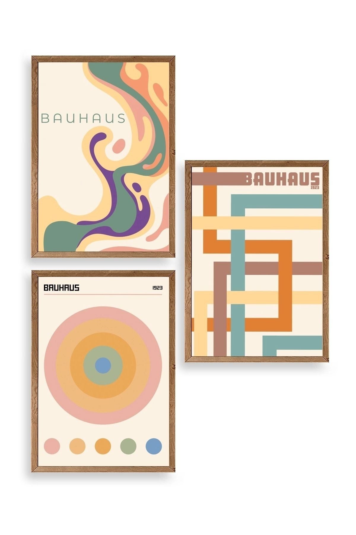 Bauhaus Üçlü Ahşap Çerçeveli Tablo 23 x 30