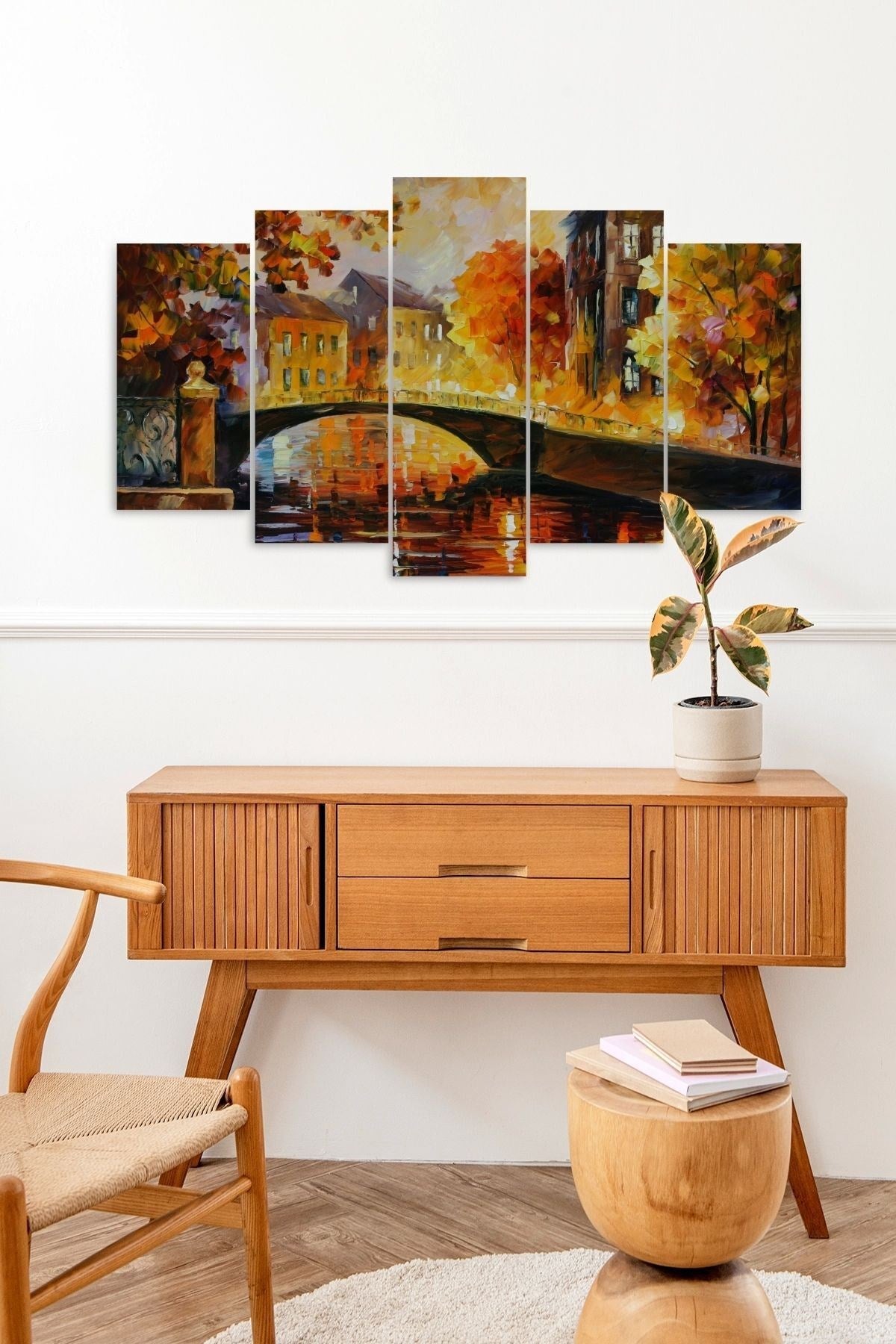 Sonbahar Yağmur 5 Parçalı Mdf Tablo 60 x 100