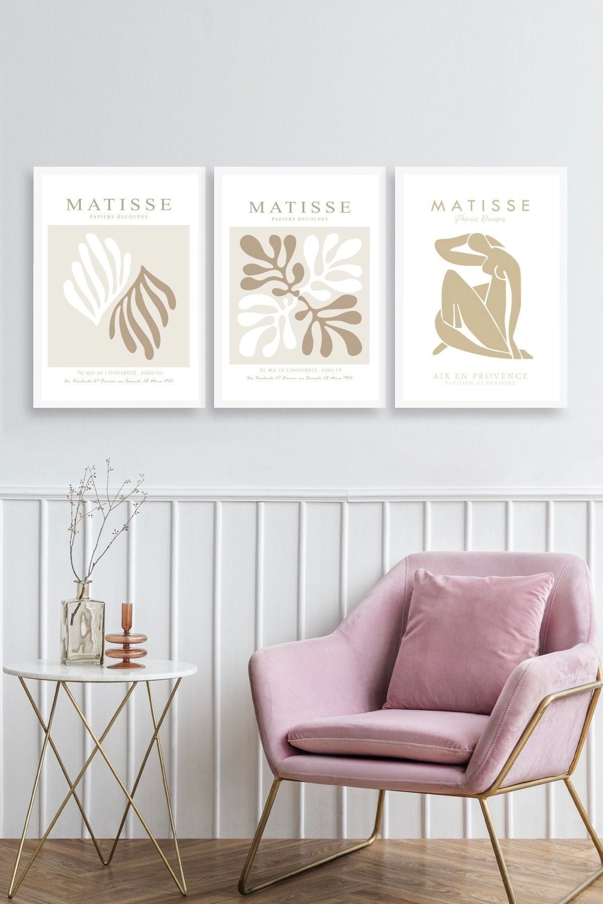 Matisse Üçlü Ahşap Çerçeveli Tablo 23 x 30