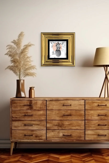 Ananas Çerçeveli Taş Tablo 20 cm