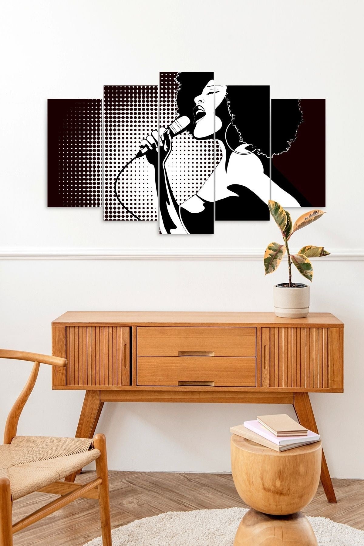 Kadın Şarkı 5 Parçalı Mdf Tablo 60 x 100