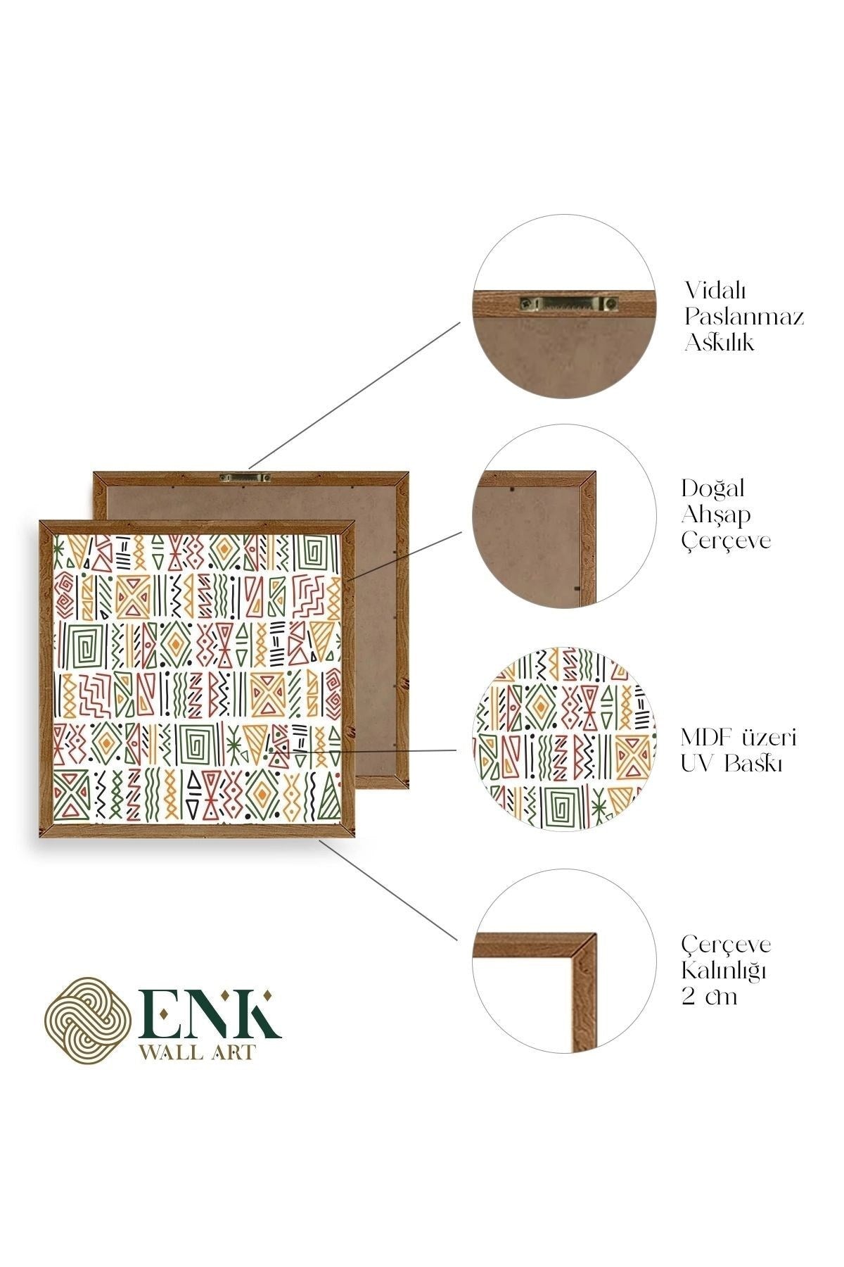 Çizgiler Ahşap Çerçeveli Tablo 42 x 42