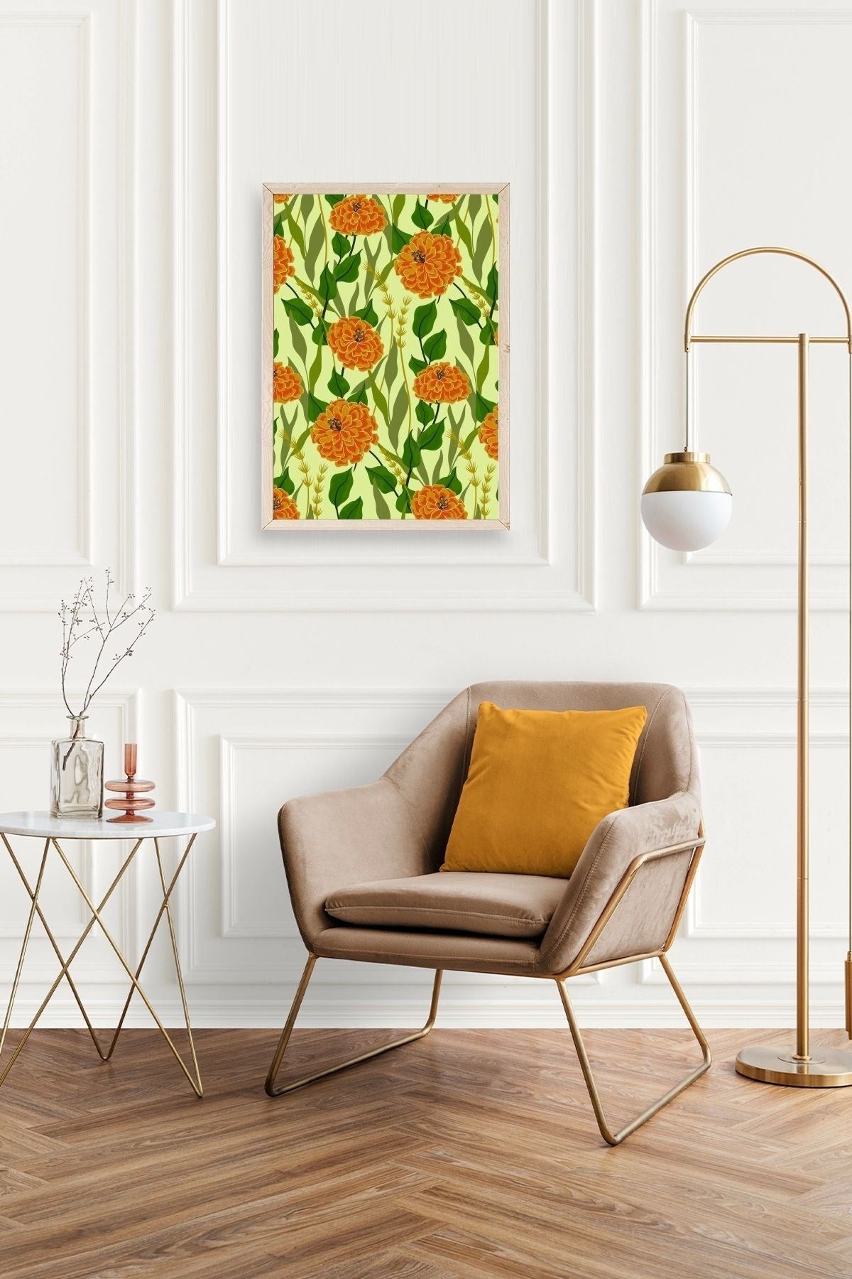 Çiçekler Ahşap Çerçeveli Tablo 30 x 42