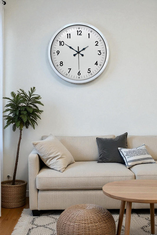 Zentime 40 Cm Metal Beyaz Klasik Duvar Saati