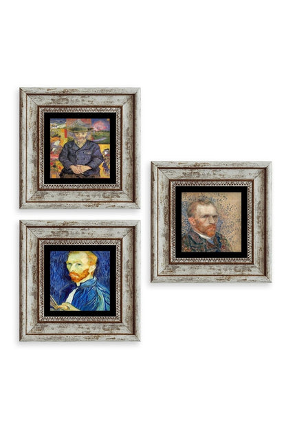 Van Gogh 3 lü Set Çerçeveli Taş Tablo 20 cm