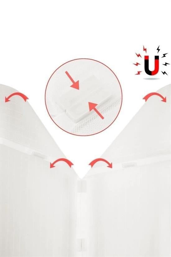 BUFFER® Pratik Manyetik Mıknatıslı Beyaz Kapı Pencere Sinekliği Tülü 90 x 210 cm