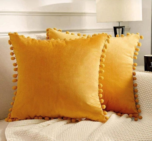 2'li ponponlu kırlent kılıf seti 40 x 40