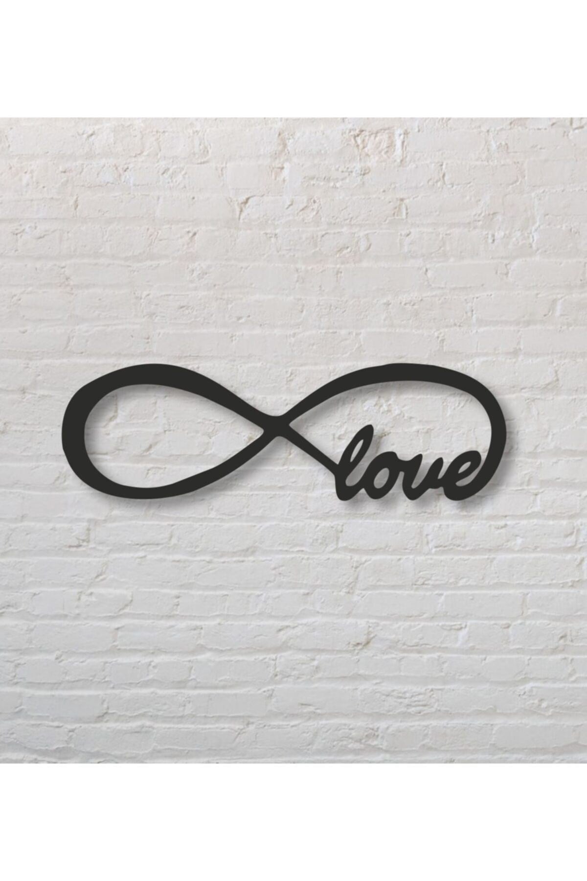 Dekoratif Sonsuzluk Işareti Love Ahşap Duvar Tablosu 45 x 12