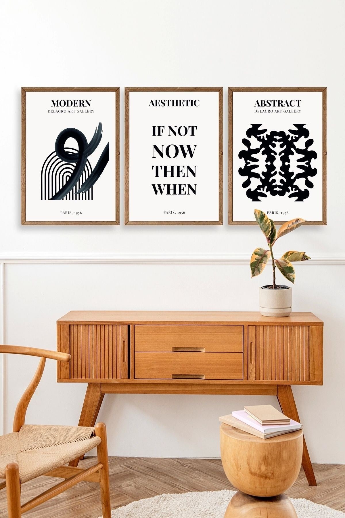 Modern Üçlü Ahşap Çerçeveli Tablo 50 x 70