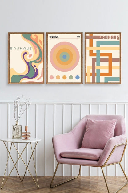Bauhaus Üçlü Ahşap Çerçeveli Tablo 50 x 70