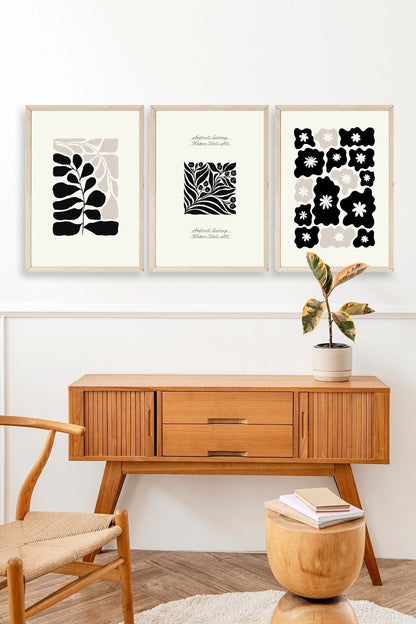 Modern Üçlü Ahşap Çerçeveli Tablo 50 x 70