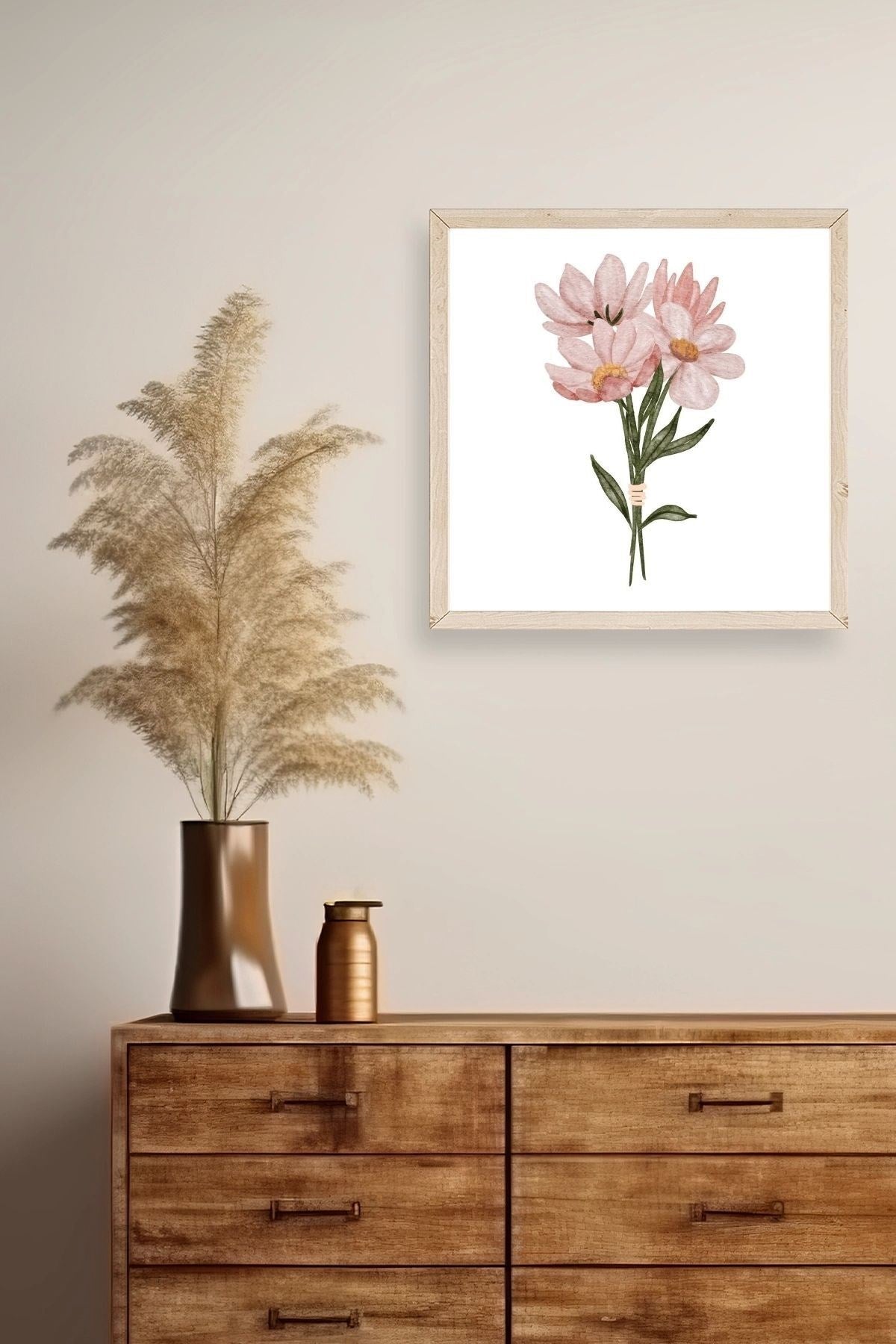 Çiçek Ahşap Çerçeveli Tablo 23 x 23