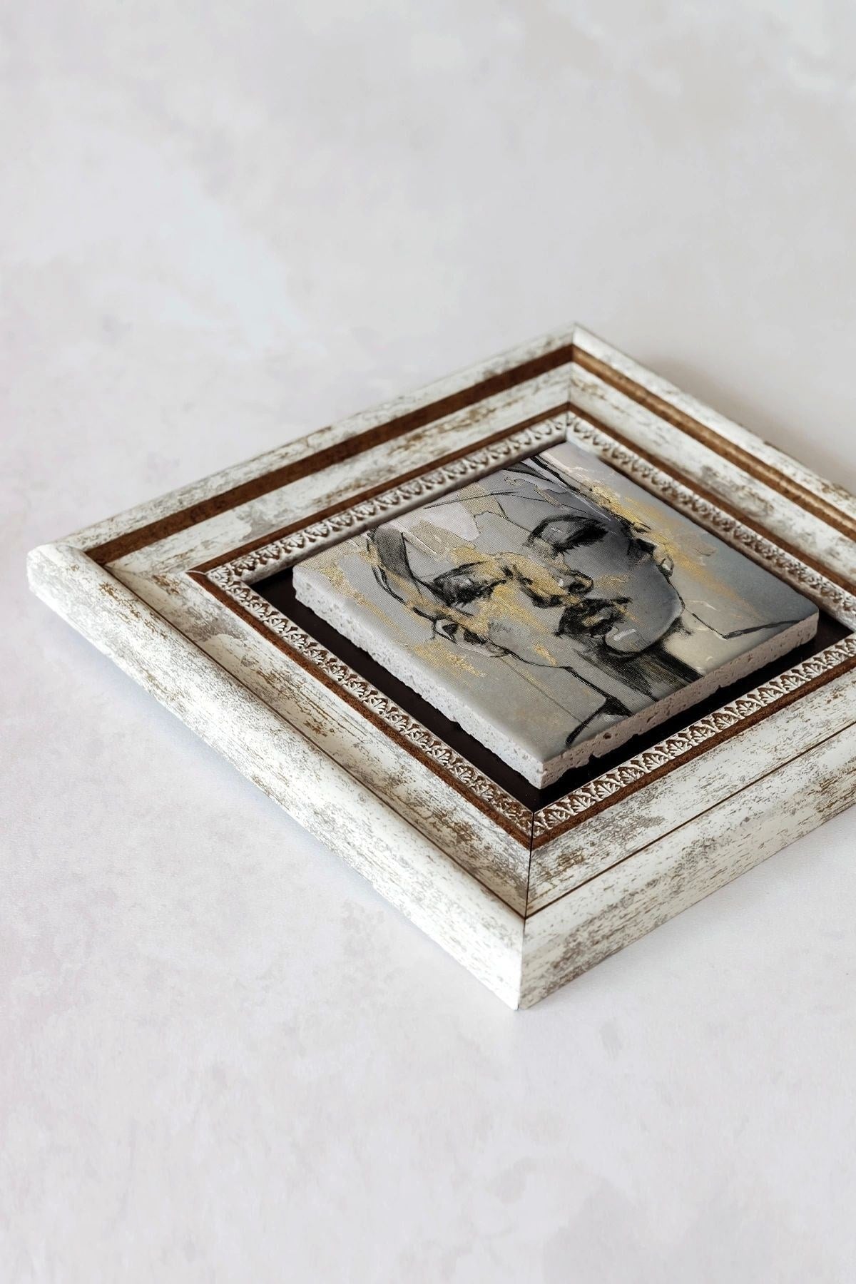 Çerçeveli Taş Tablo , Çerçeveli Taş Duvar Dekoru-enkcrcvtbl-00177 20 cm