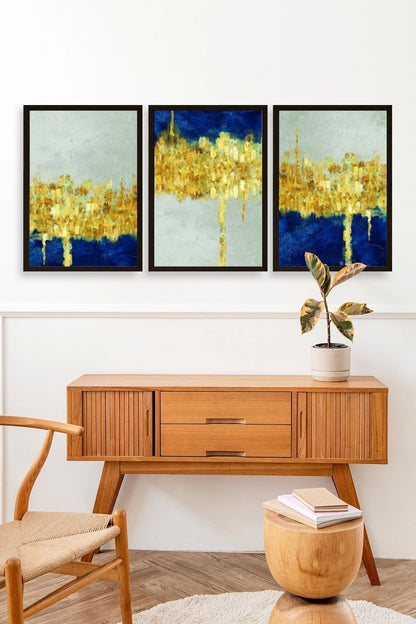 Ünlü Tablolar Üçlü Ahşap Çerçeveli Tablo 50 x 70