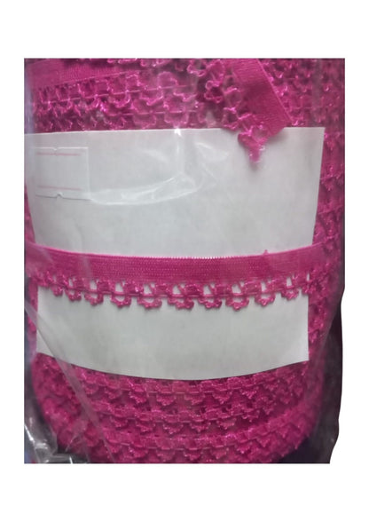 Çamaşır Lastiği Dantelli 1 cm 75 Metre 1 Top Fuşya