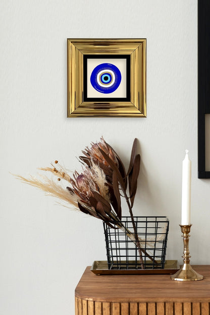 Nazar Boncuğu Çerçeveli Taş Tablo 30 x 30