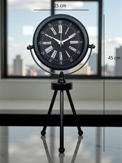 Zentime Siyah Zarif Üç Ayaklı Masa Saati