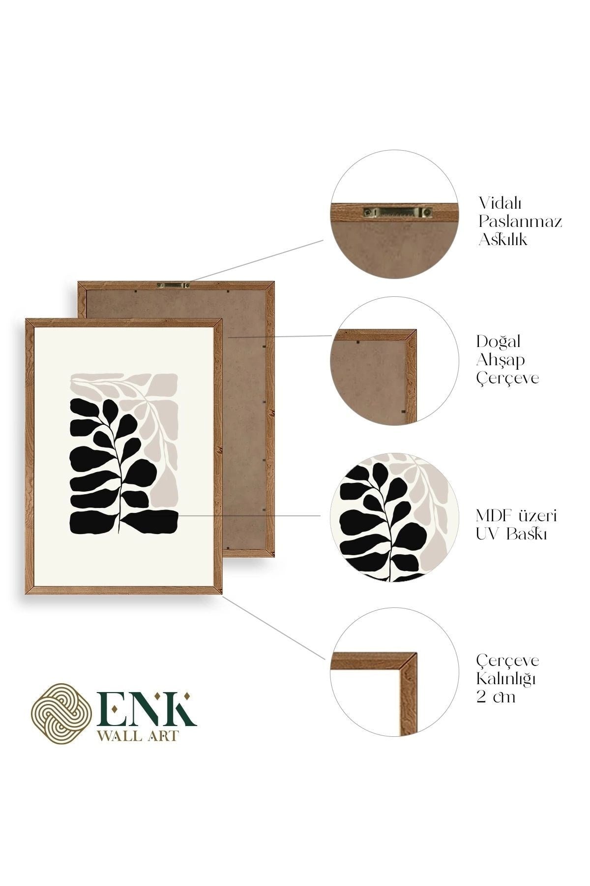 Modern Üçlü Ahşap Çerçeveli Tablo 50 x 70