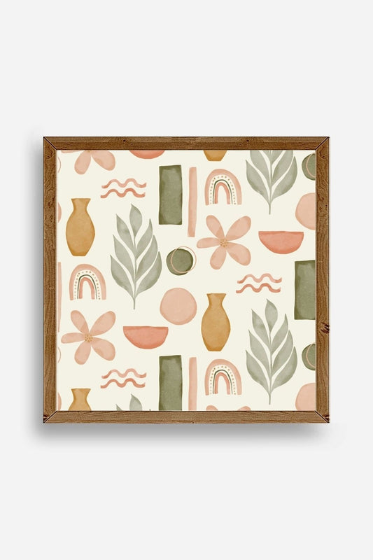 Yaprak Ahşap Çerçeveli Tablo 50 x 50