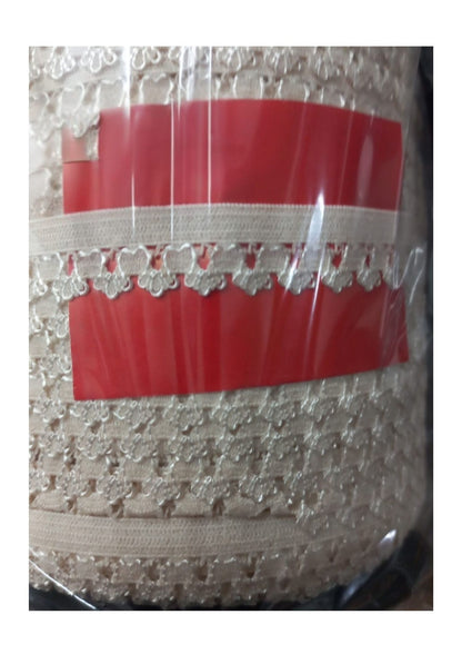 Çamaşır Lastiği Dantelli 1 cm 1 Metre Krem