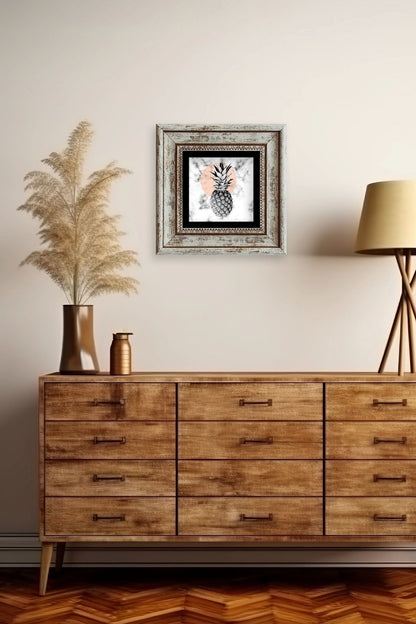 Ananas Çerçeveli Taş Tablo 20 cm
