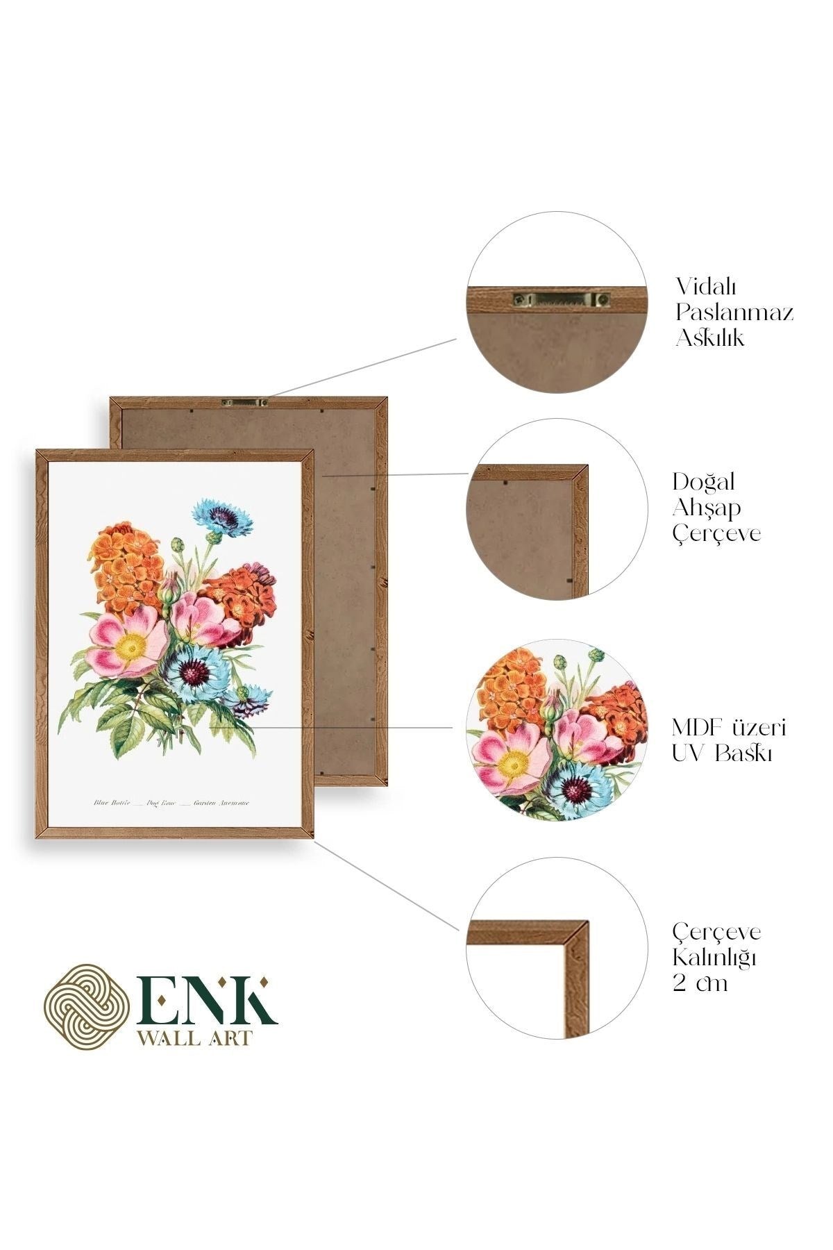 Bahar Çiçekleri Ahşap Çerçeveli Tablo 50 x 70