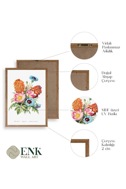 Bahar Çiçekleri Ahşap Çerçeveli Tablo 50 x 70