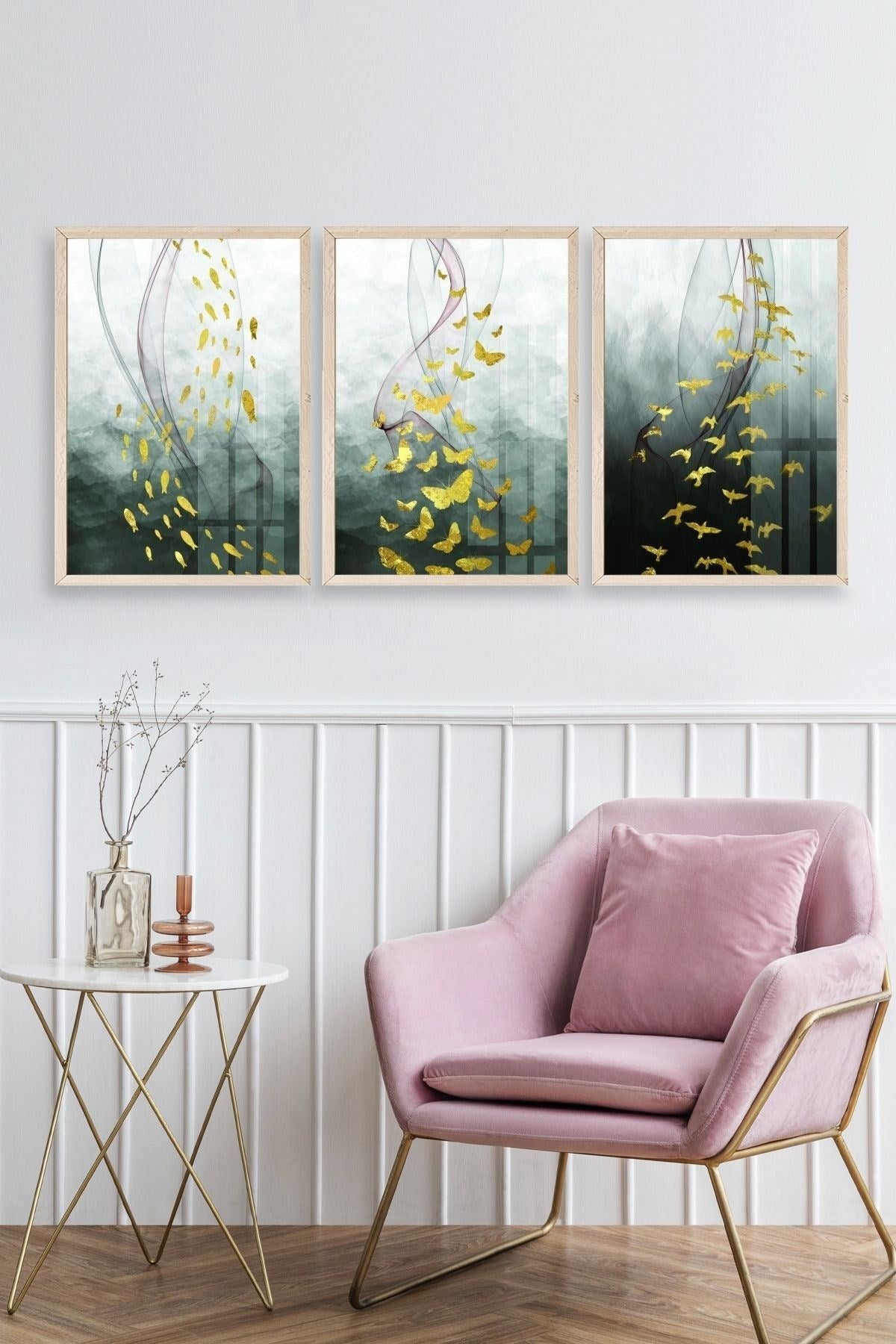 Soyut Hayvanlar Ahşap Çerçeveli Tablo 17 x 23