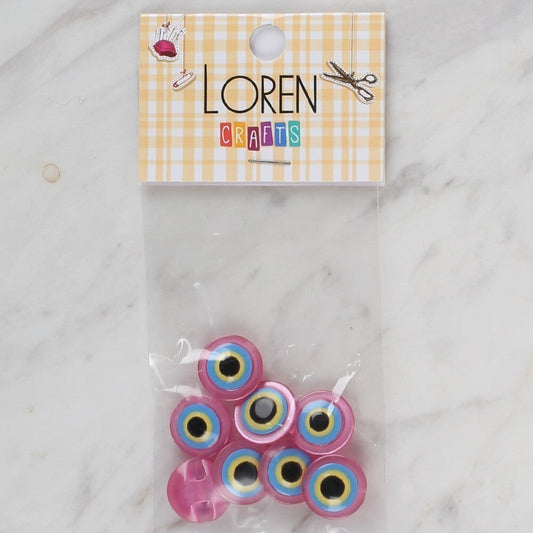 Loren Crafts pembe 8 li nazar boncuğu düğme - 168