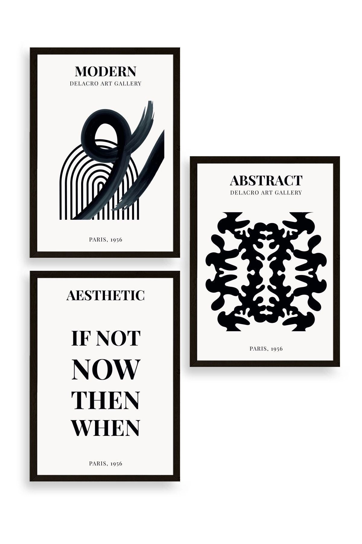 Modern Üçlü Ahşap Çerçeveli Tablo 23 x 30