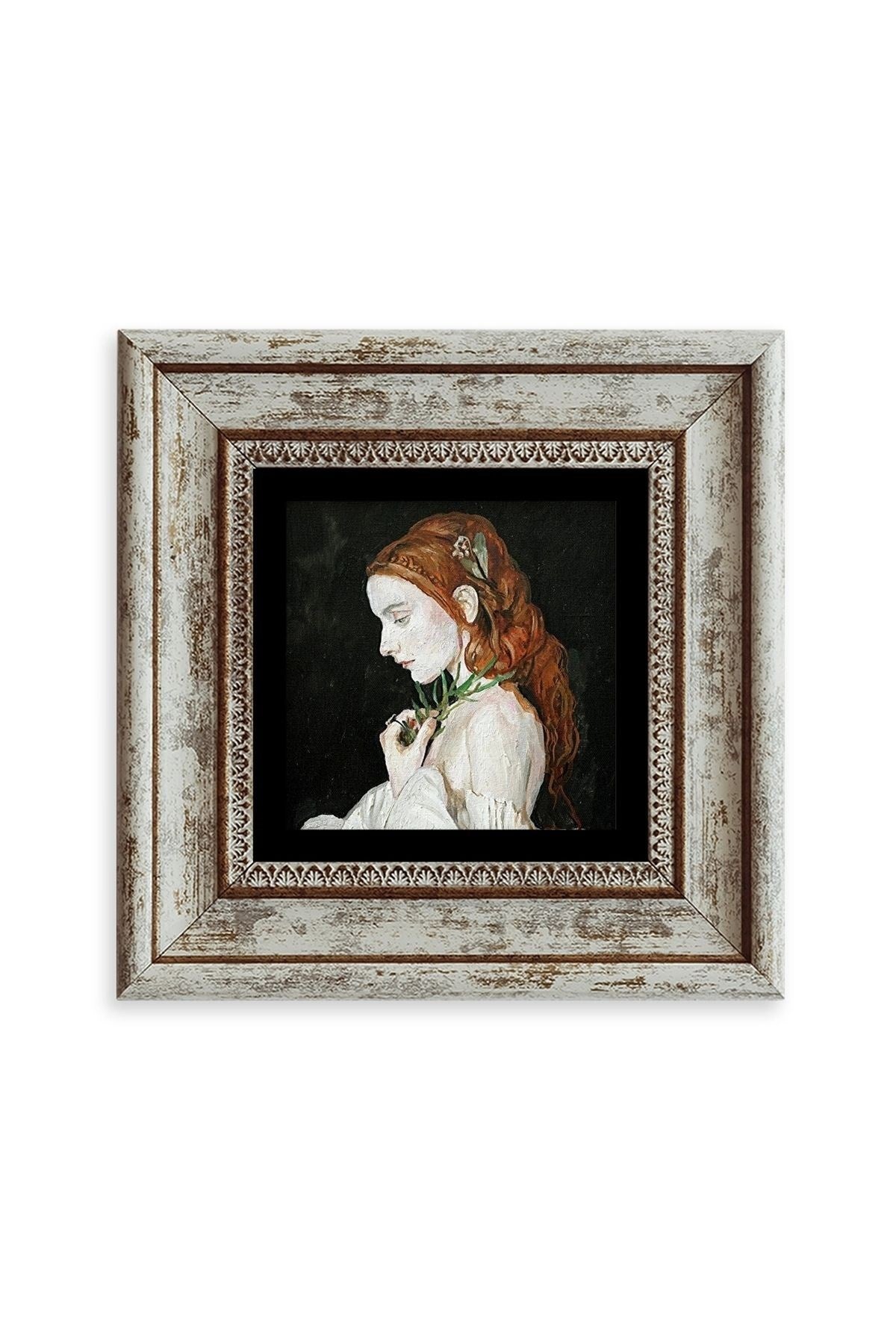Kadın Çerçeveli Taş Tablo 20 cm