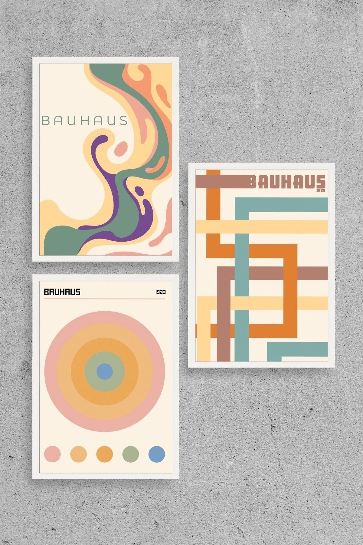 Bauhaus Üçlü Ahşap Çerçeveli Tablo 40 x 60