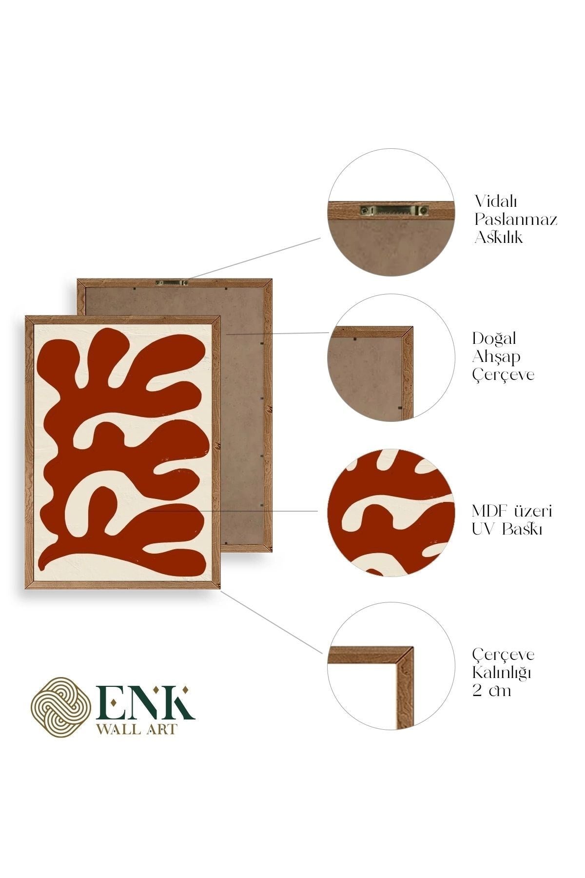 Soyut Ahşap Çerçeveli Tablo 30 x 42