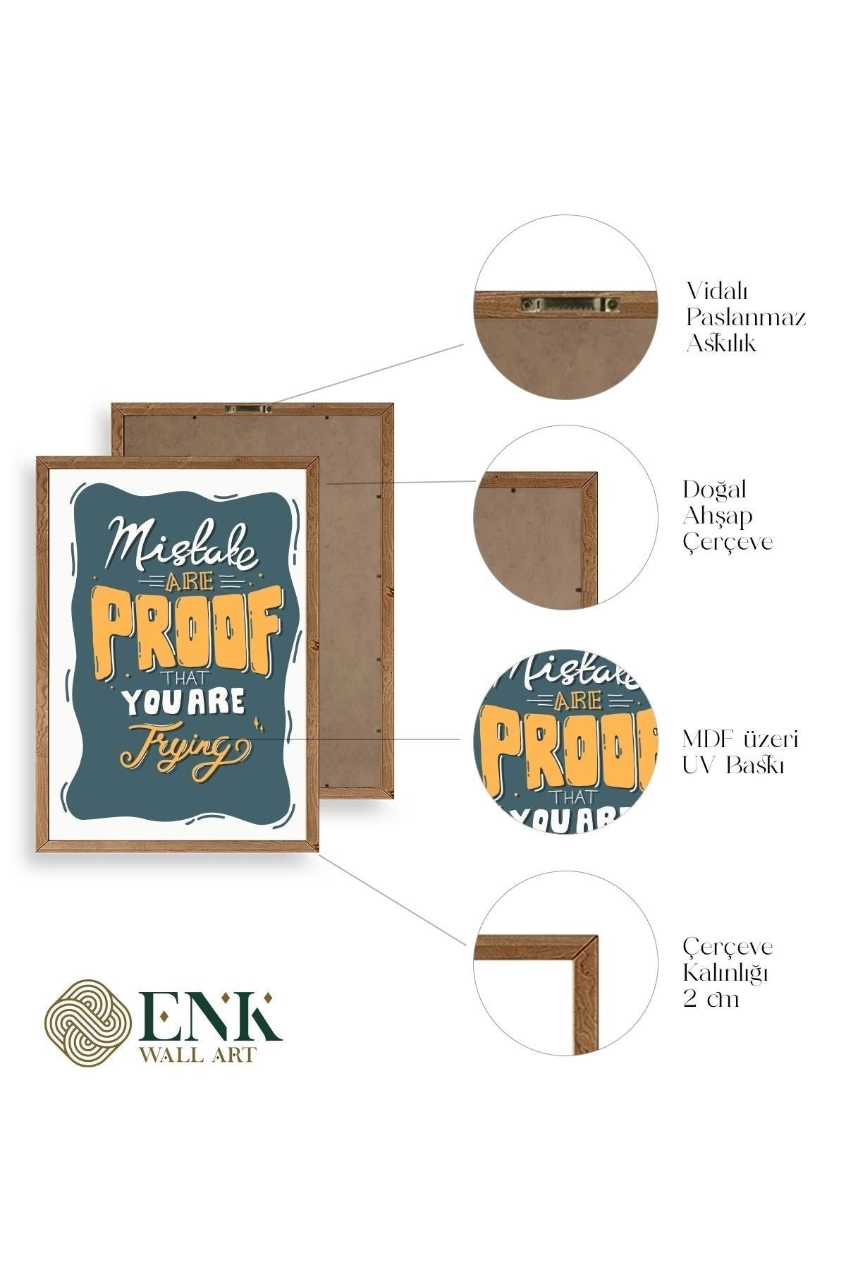 Motto Ahşap Çerçeveli Tablo 17 x 23