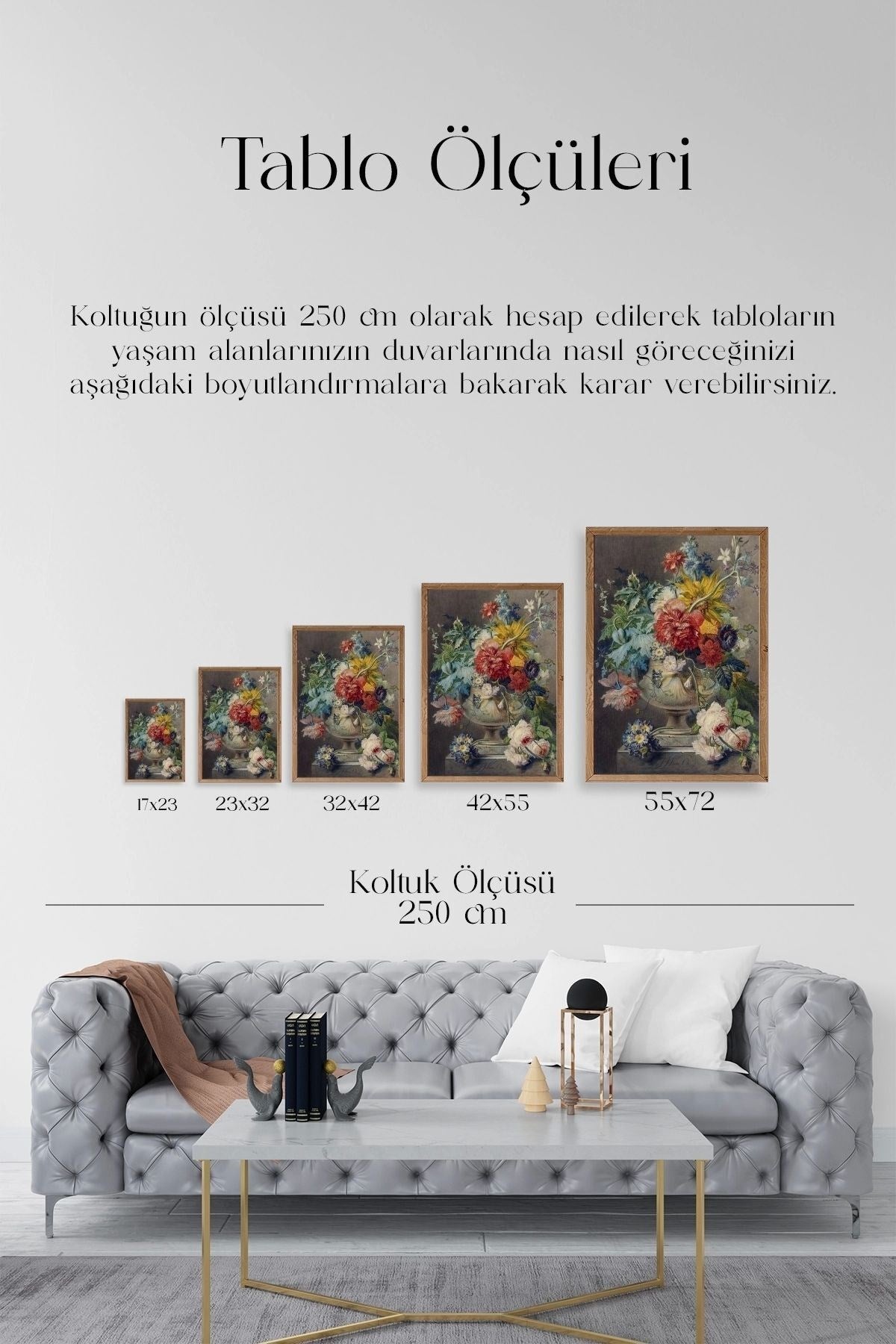 Vazodaki Çiçek Buketi Ahşap Çerçeveli Tablo 17 x 23