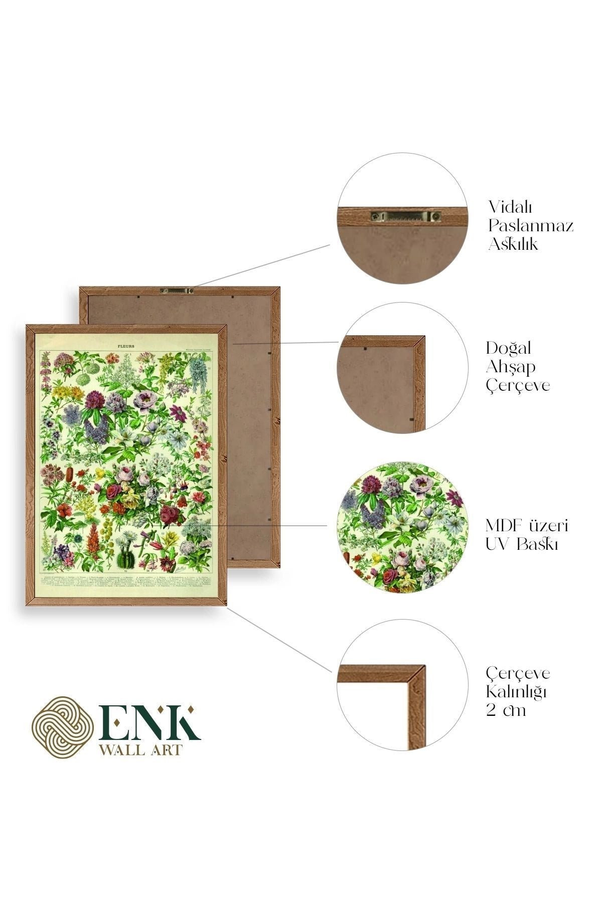 Çiçekler Ahşap Çerçeveli Tablo 23 x 30