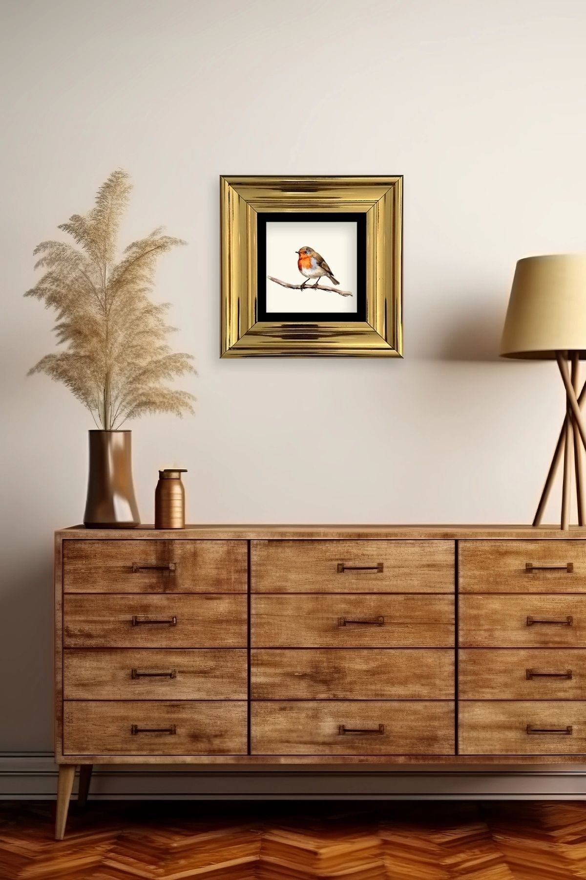 Tombul Kuş Çerçeveli Taş Tablo 20 cm