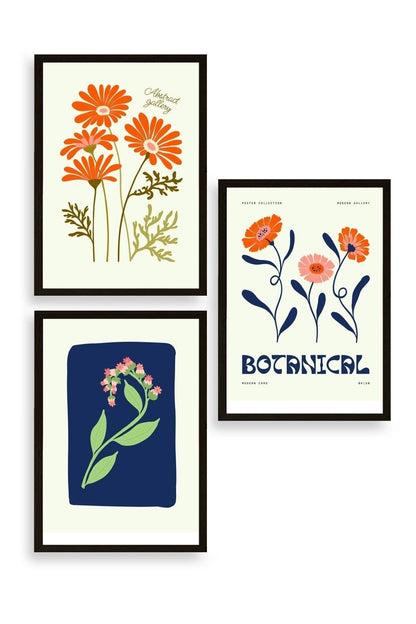 Botanik Üçlü Ahşap Çerçeveli Tablo 30 x 40