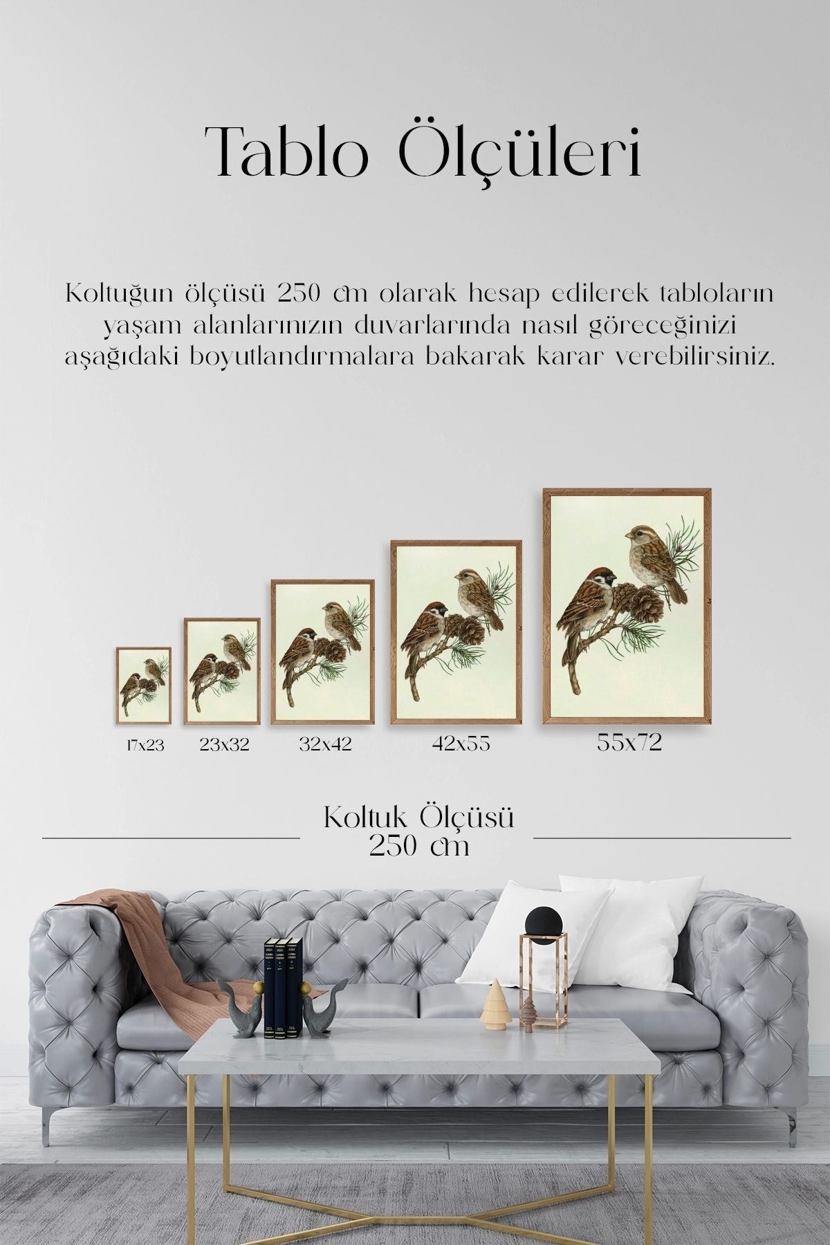 Kuş Ahşap Çerçeveli Tablo 50 x 70