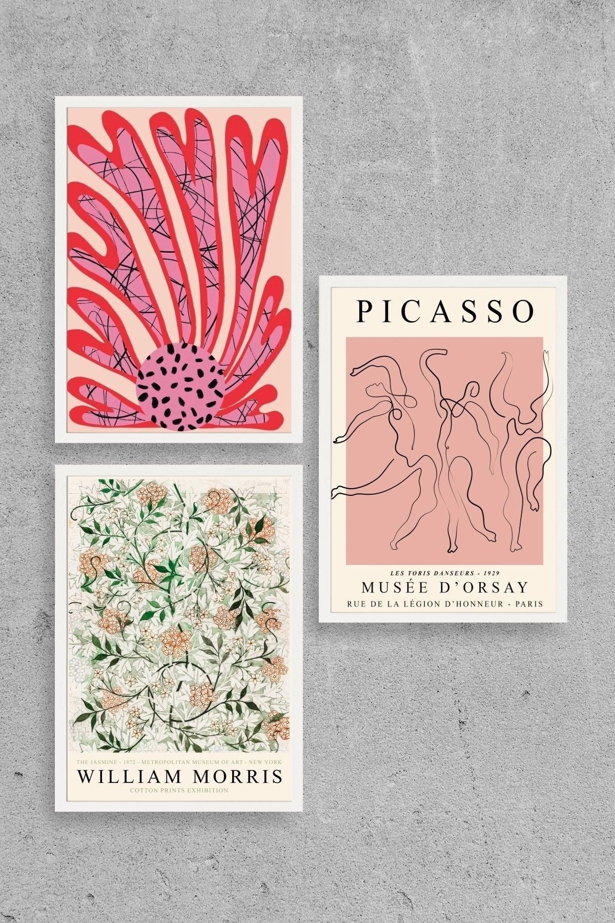 Ünlü Tablolar Üçlü Ahşap Çerçeveli Tablo 40 x 60