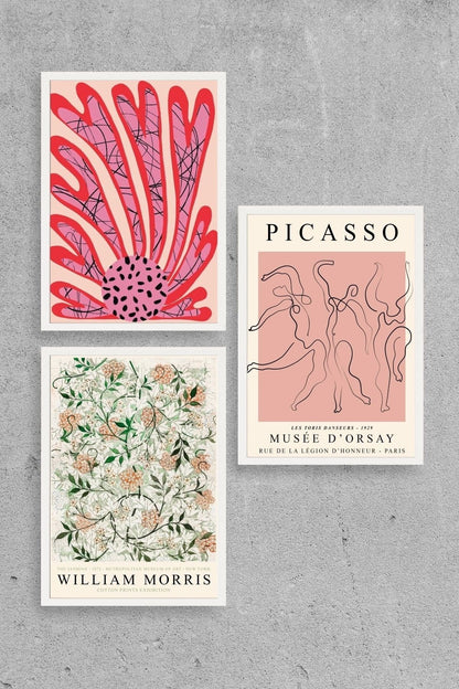 Ünlü Tablolar Üçlü Ahşap Çerçeveli Tablo 40 x 60