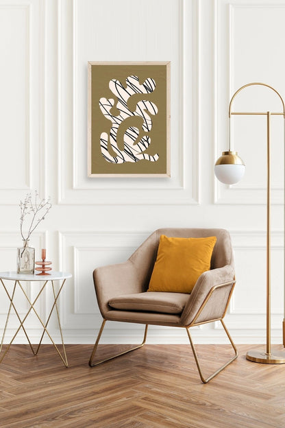 Soyut Ahşap Çerçeveli Tablo 30 x 42