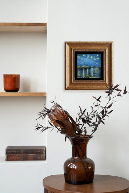 Yıldızlı Gece Çerçeveli Taş Tablo 20 cm