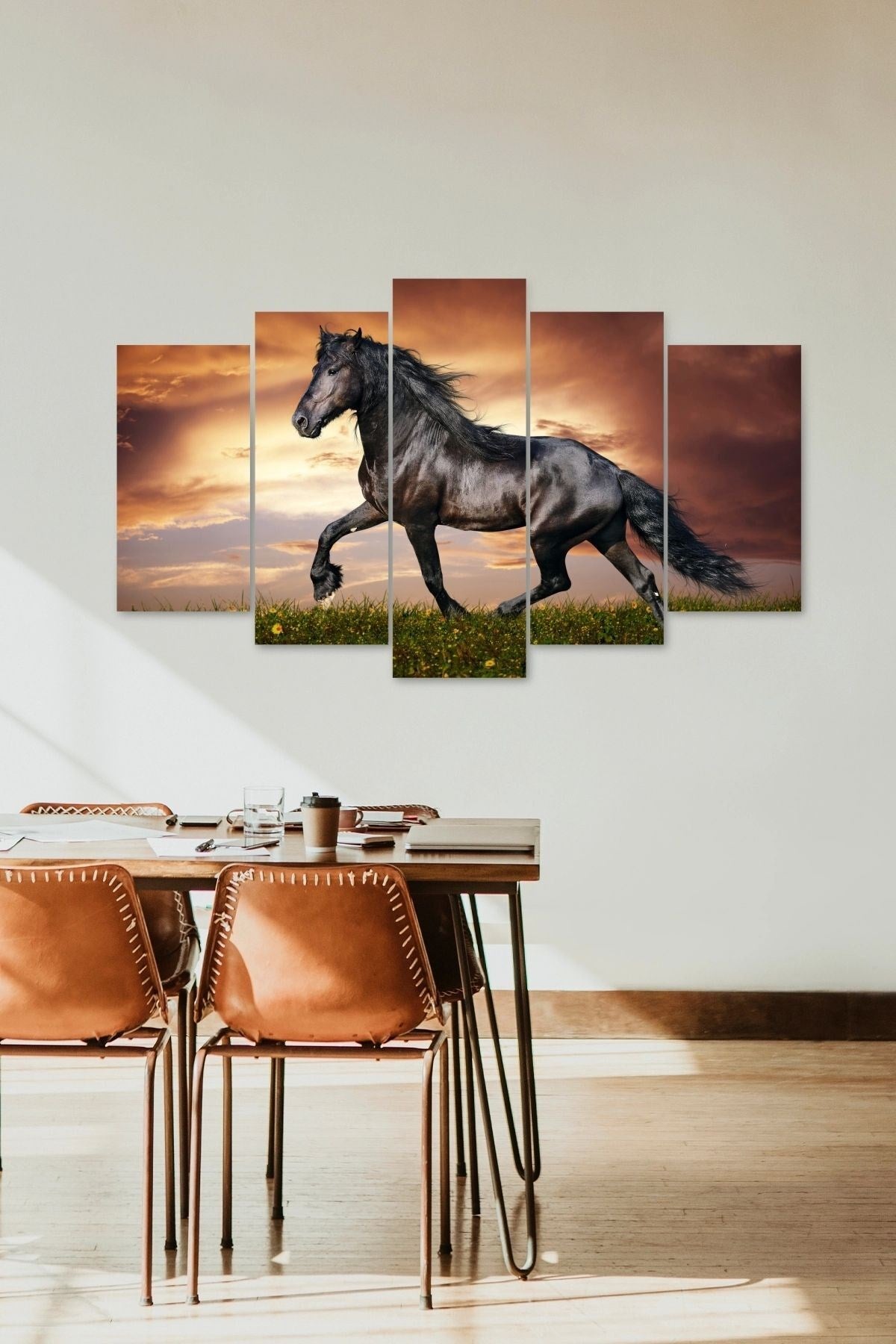 At Manzara 5 Parçalı Mdf Tablo 60 x 100