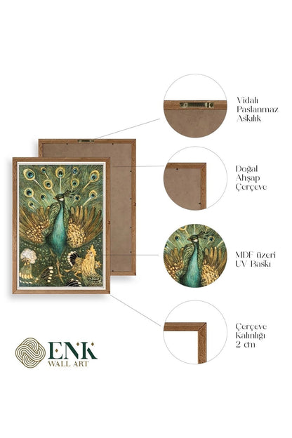 Nouveau Vintage Peacock Ahşap Çerçeveli Tablo 23 x 30