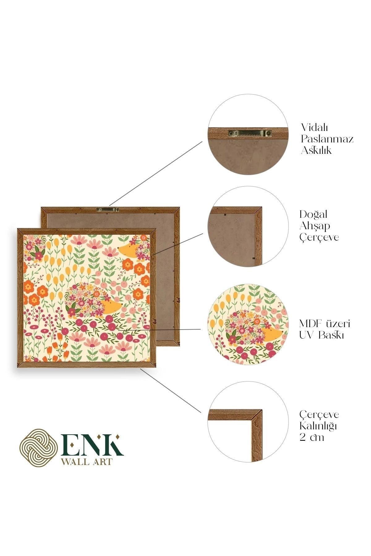 Kirpi Ahşap Çerçeveli Tablo 50 x 50