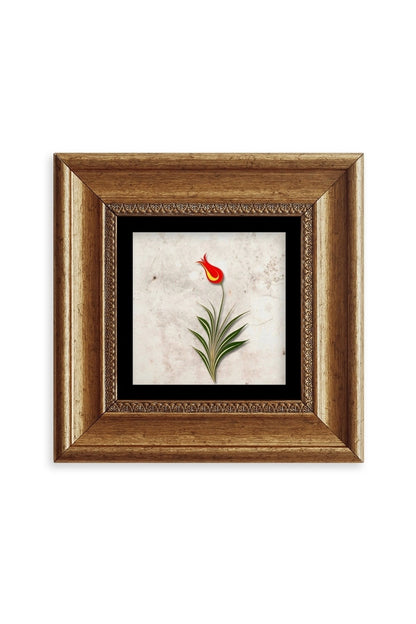 Ebru Lale Çerçeveli Taş Tablo 20 cm