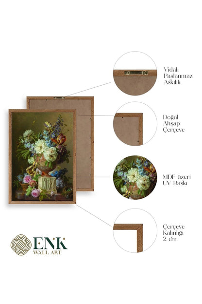 Çiçekler Ahşap Çerçeveli Tablo 17 x 23