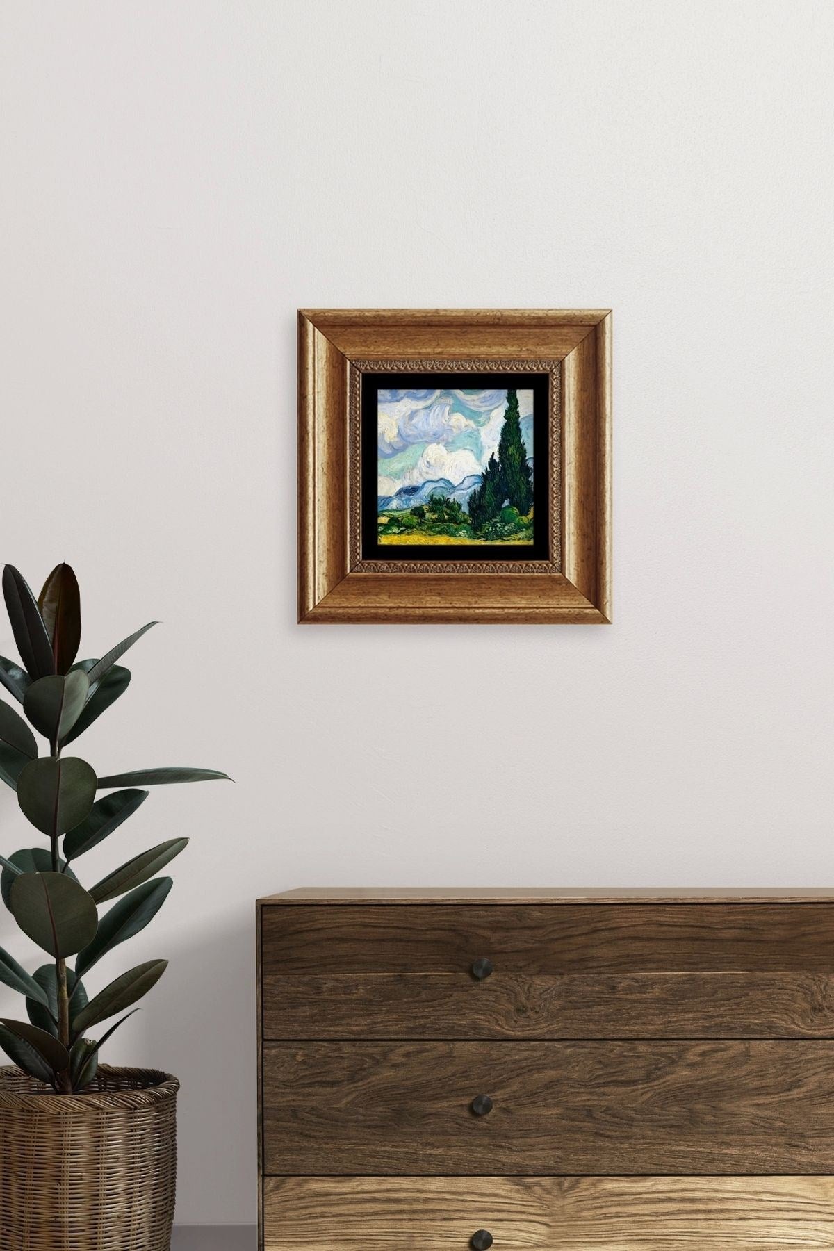 Van Gogh Çerçeveli Taş Tablo 20 cm